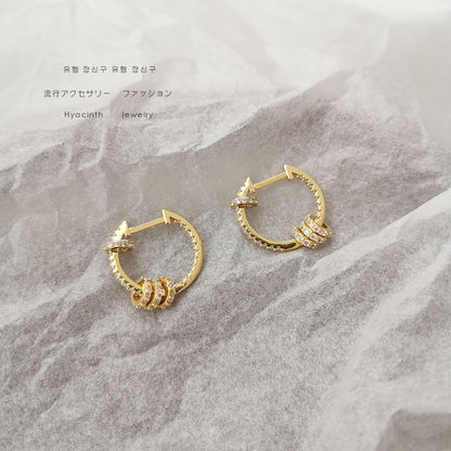 Fine Zircon-embedded Earrings Round Simple All-match Design Circle Ear Clip Ear Rings-Jewearrings