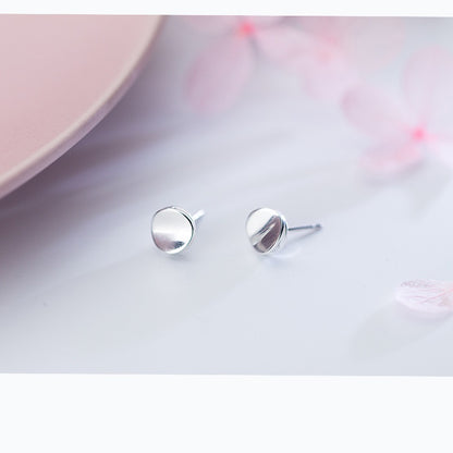 S925 Silver Glossy Round Stud Earrings For Women-Jewearrings