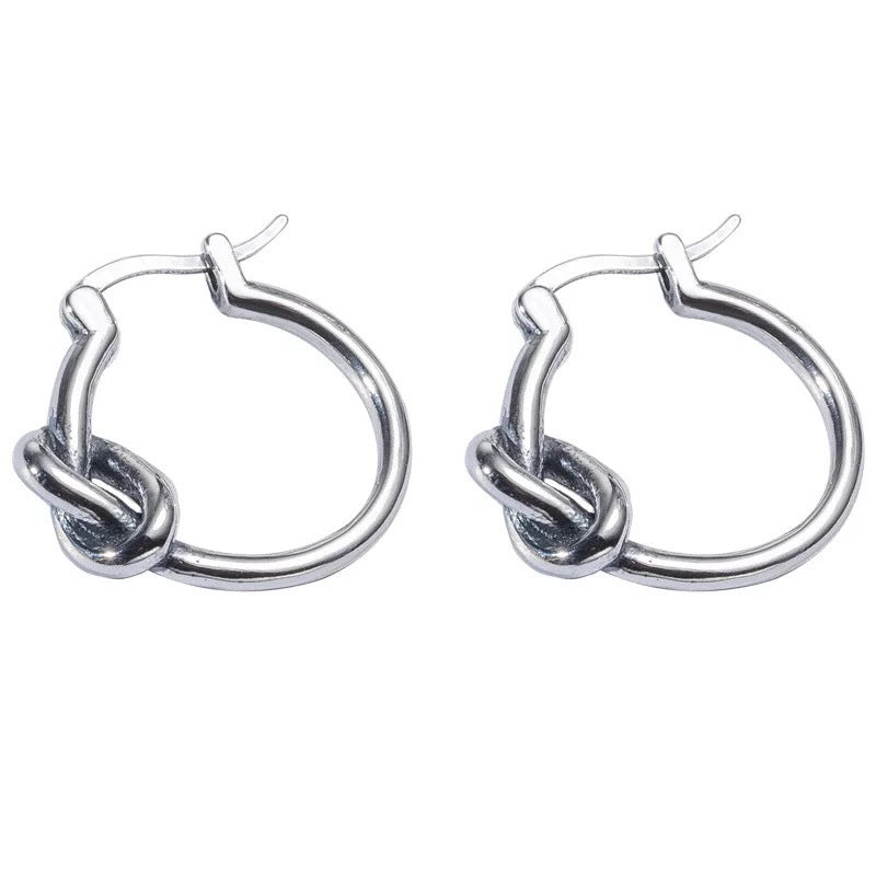 Women's Character Knot Twist Hoop Earrings-Jewearrings