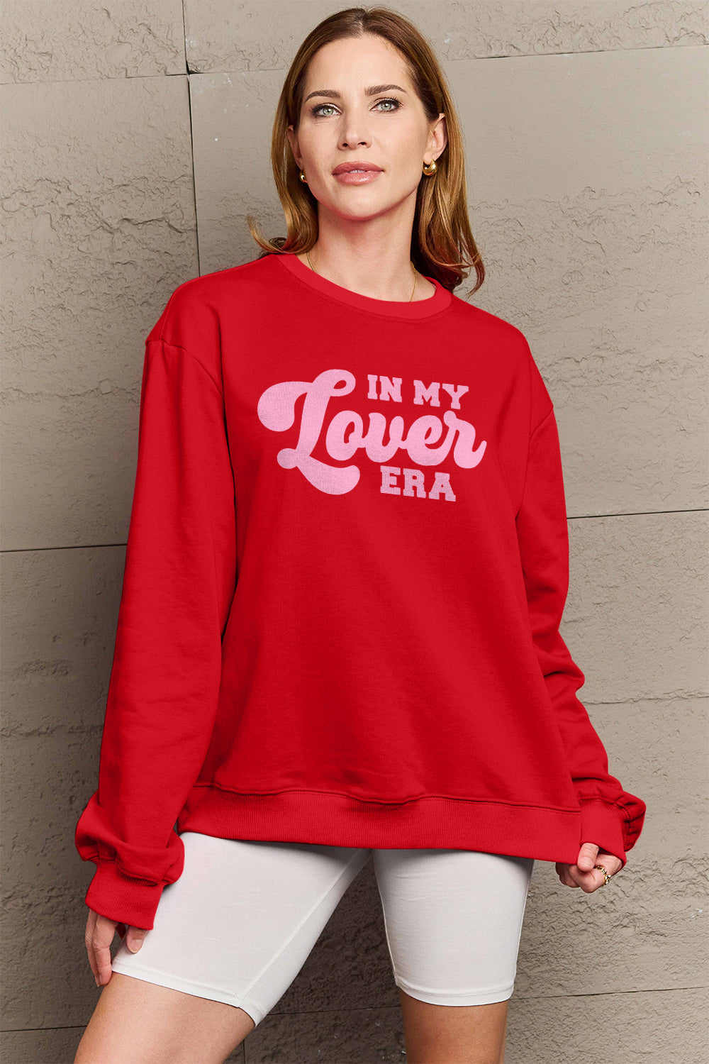 Simply Love Full Size IN MY LOVER ERA Round Neck Sweatshirt-Jewearrings