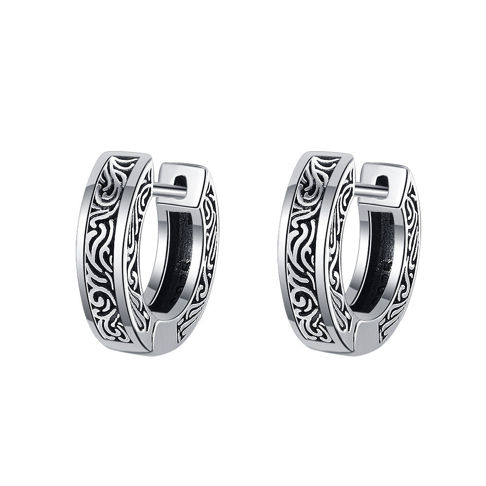 S925 Sterling Silver Small Popular Design Vintage Worn Earrings-Jewearrings