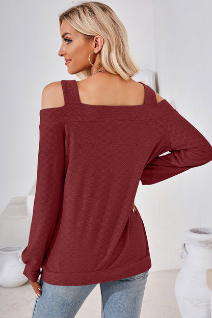 Cutout Square Neck Cold Shoulder T-Shirt-Jewearrings