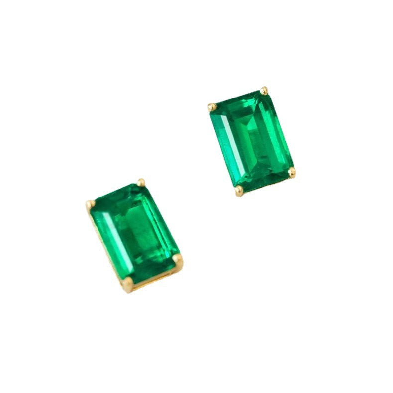 Emerald Square Stud Earrings For Women-Jewearrings