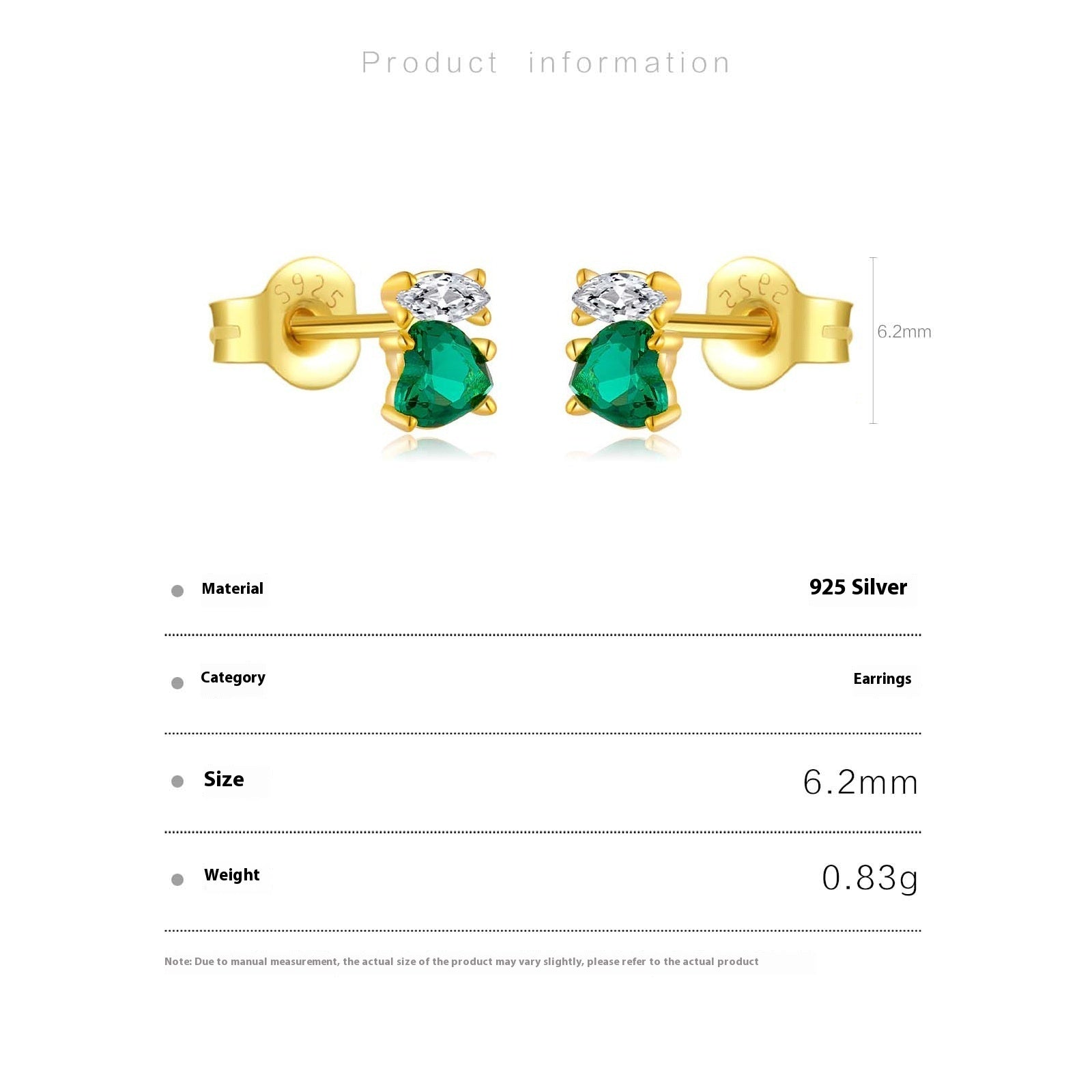 Korean Style Small Personality Stud Earrings Zircon S925 Silver-Jewearrings