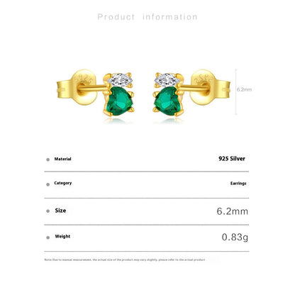 Korean Style Small Personality Stud Earrings Zircon S925 Silver-Jewearrings