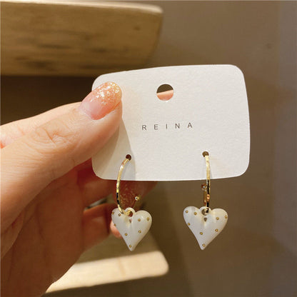 Retro Paint Wave Dot Love 925 Silver Pin Earrings-Jewearrings