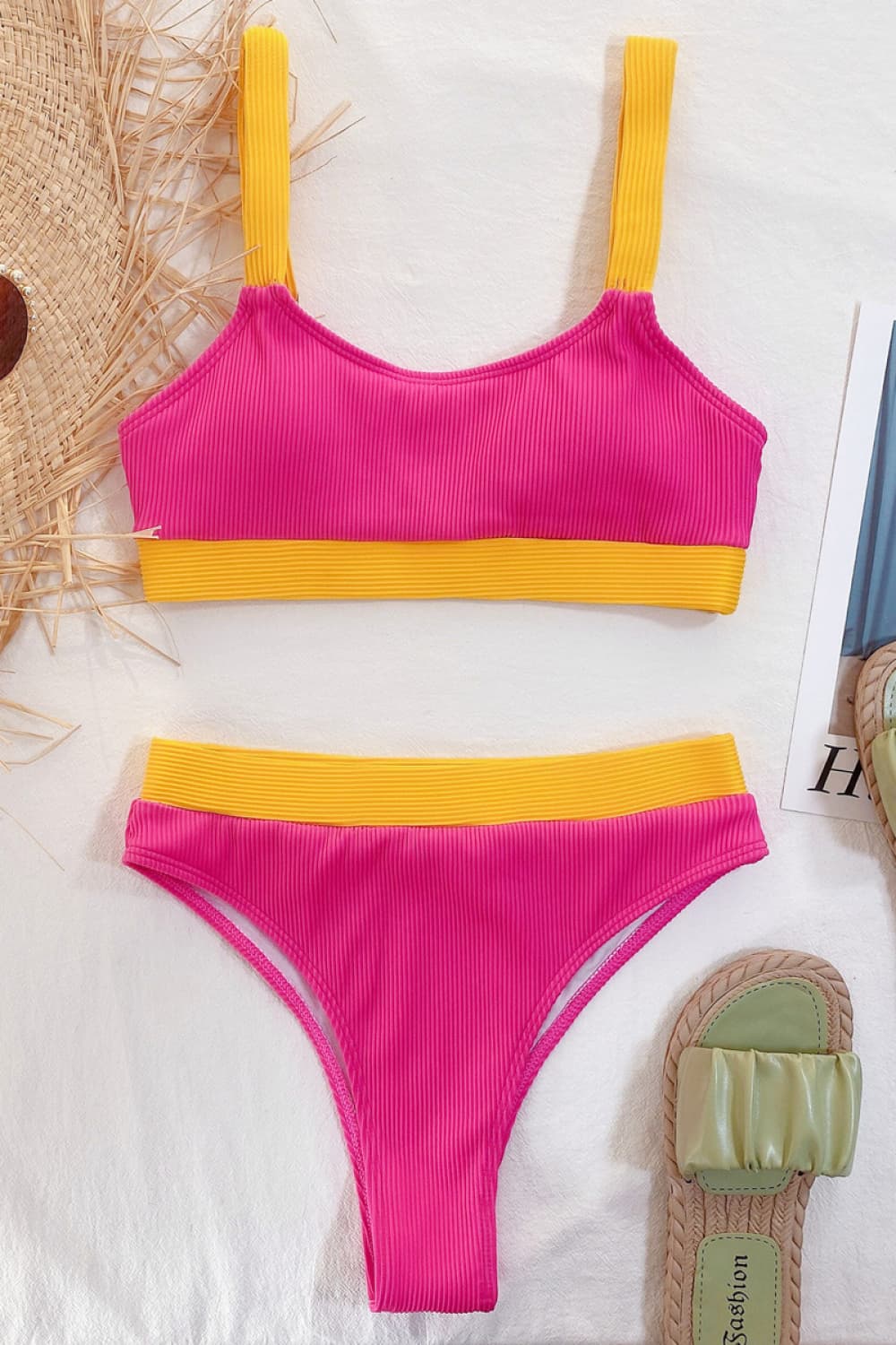 Color Block Scoop Neck Bikini Set-Jewearrings