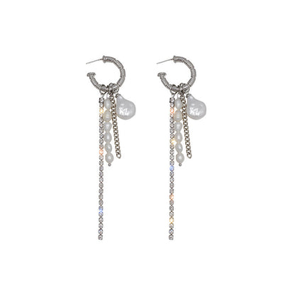 Irregular Freshwater Pearl Tassel Earrings-Jewearrings