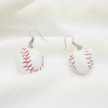 Leather Teardrop Round Baseball Earrings Plated Dangle Earrings Soft Ball-Jewearrings