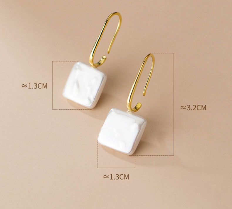 S925 Silver Geometric Square Acrylic Earrings Simple Temperament-Jewearrings