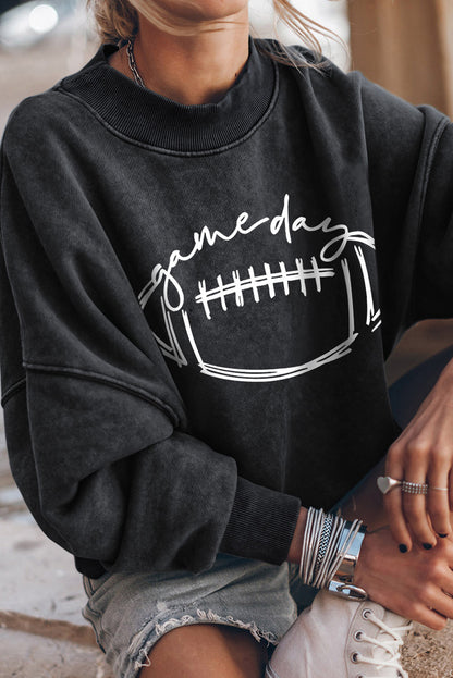 Round Neck Long Sleeve FOOTBALL Graphic Sweatshirt-Jewearrings