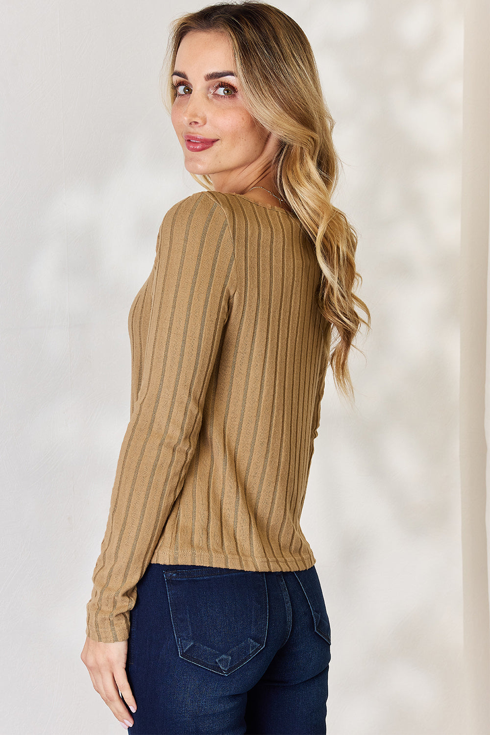 Basic Bae Full Size Ribbed Long Sleeve T-Shirt-Jewearrings