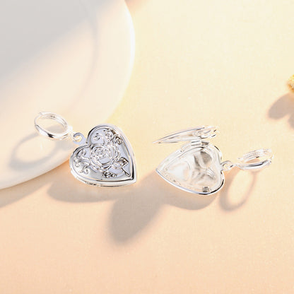 Explosive Silver-plated Heart-shaped Female Photo Box Love Earrings-Jewearrings