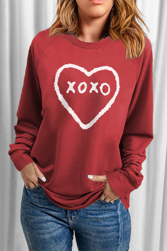 XOXO Heart Round Neck Sweatshirt-Jewearrings