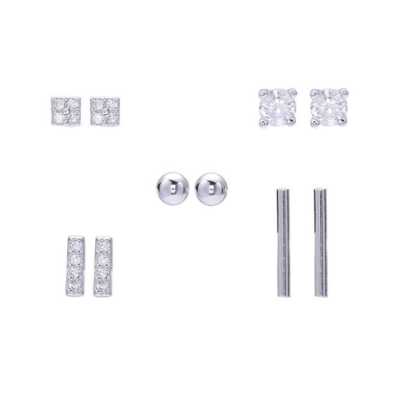 Sterling Silver Geometric Asymmetrical Stud Earrings-Jewearrings