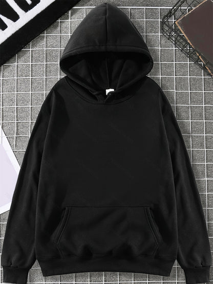 Graphic Back Drawstring Hoodie with Pocket-Jewearrings