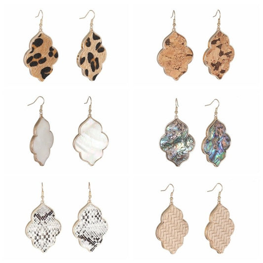 Abalone Shell Leopard Geometric Earrings-Jewearrings