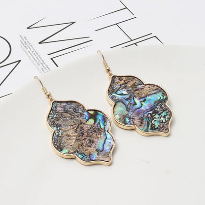 Abalone Shell Leopard Geometric Earrings-Jewearrings