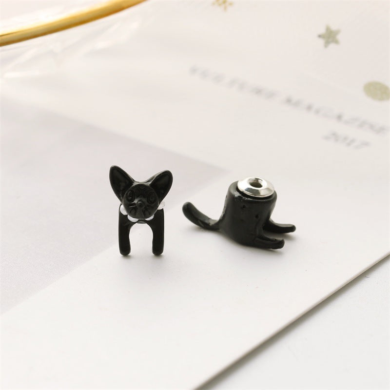 Korean Jewelry Harajuku Three-dimensional Pearl Animal Earrings Cat Men And Women Piercing Ear Stud-Jewearrings