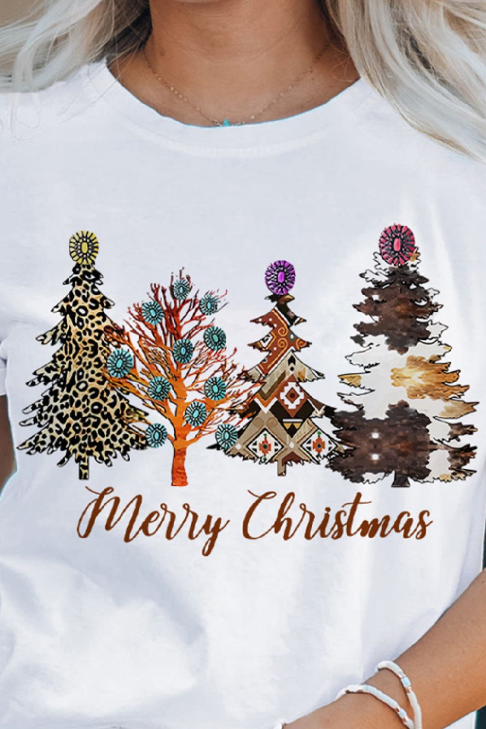 Christmas Tree Graphic Short Sleeve T-Shirt-Jewearrings