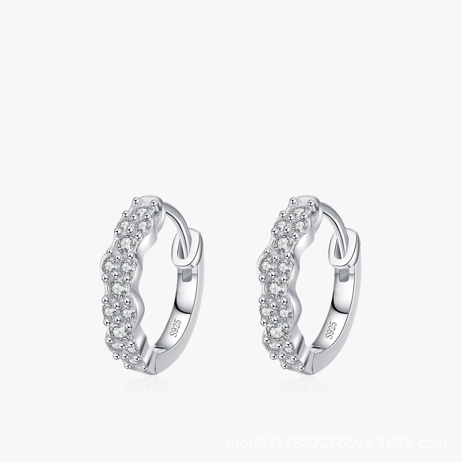 Women's S925 Silver Geometric Rhinestone Earrings-Jewearrings