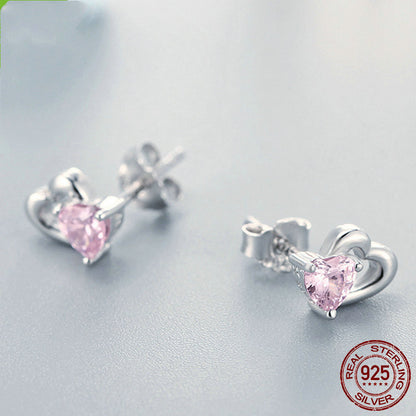 Sterling silver s925 heart-shaped zircon earrings-Jewearrings