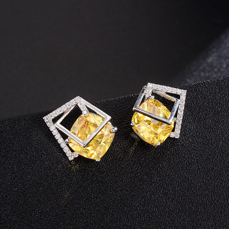 Vintage Luxury Champagne Gold Square Earrings-Jewearrings