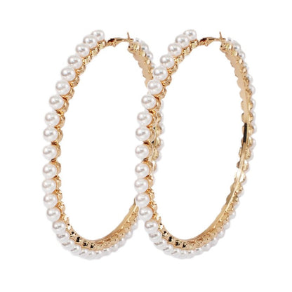 About temperament highlight pearl ear hoop earrings-Jewearrings