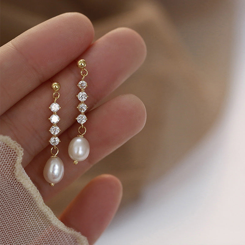 Pearl Earrings Women's Long Temperament-Jewearrings