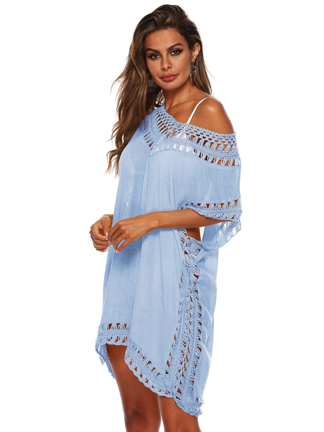 Cutout V-Neck Short Sleeve Cover-Up-Jewearrings