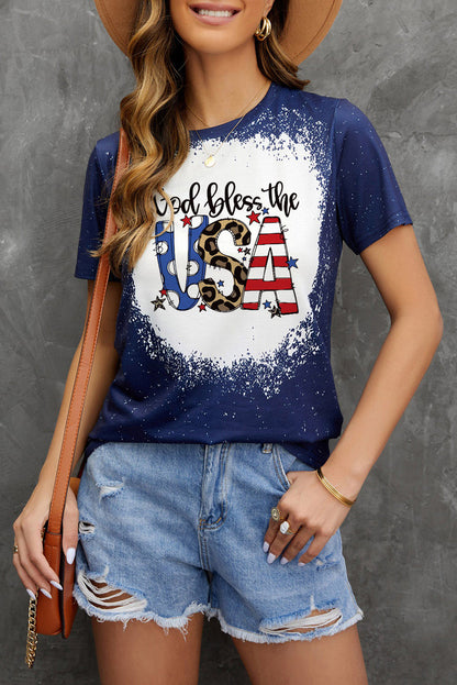 GOD BLESS THE USA Printed Tee Shirt-Jewearrings