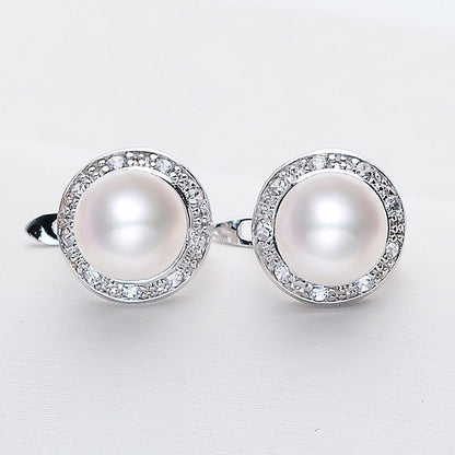 Natural Strong Freshwater Genuine Pearl Earrings In S925 Silver-Jewearrings