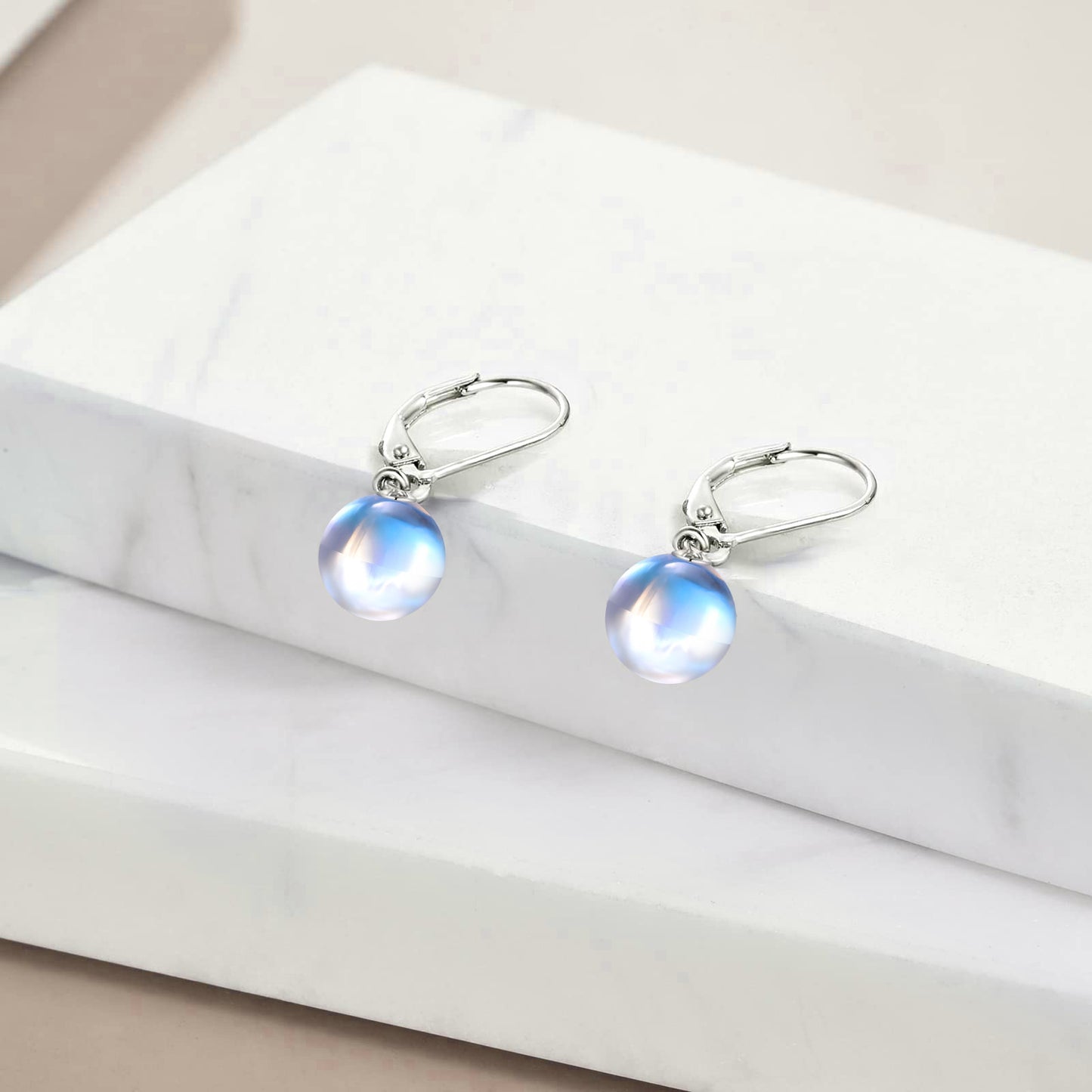 925 Sterling Silver Moonstone Drop Leverback Earrings Jewelry for Women-Jewearrings