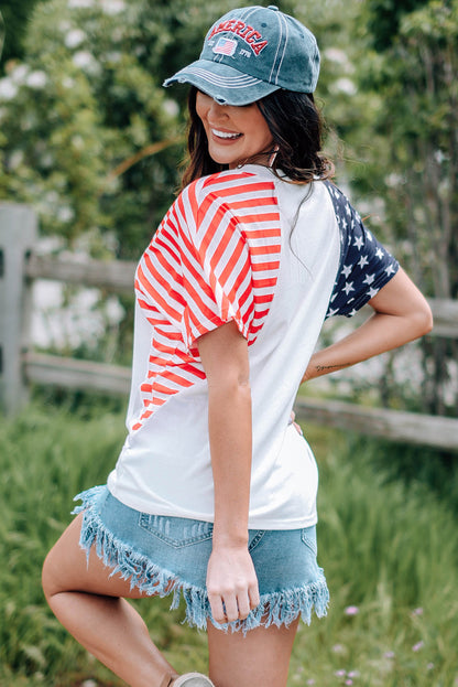 Stars and Stripes V-Neck Tee Shirt-Jewearrings