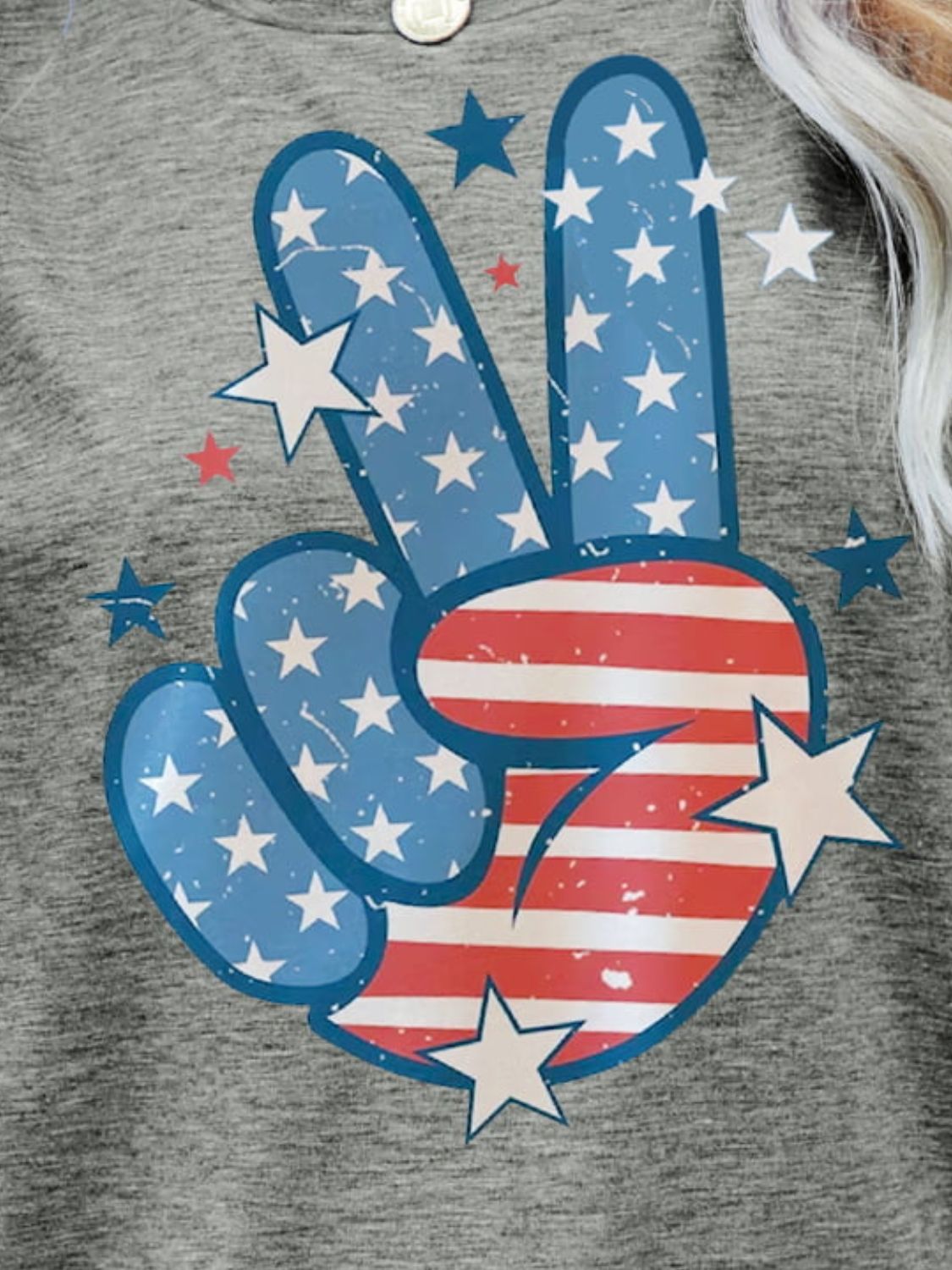 US Flag Peace Sign Hand Graphic Tee-Jewearrings