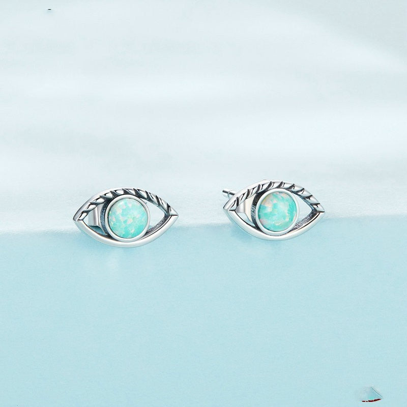 Demon Eye Stud Simple O Treasure Hollowed Out Eye Line Earrings-Jewearrings