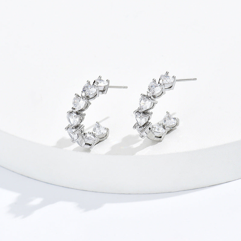 Ornament Simple Rhinestone Ear Clip Design C- Ring Earrings-Jewearrings