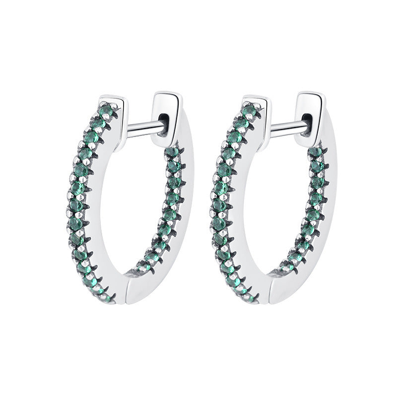 S925 Sterling Silver Small Group European And American Zircon Earrings For Women Simple And Cool-Jewearrings