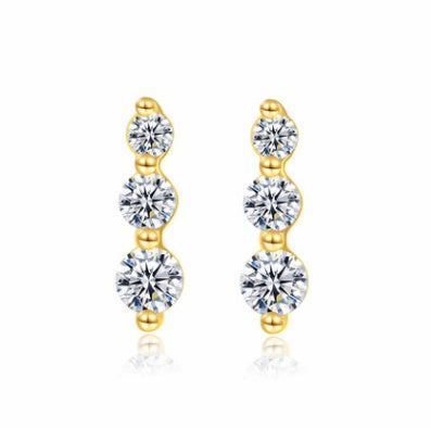 Sterling Silver Zircon Earrings Female Korean Style Simple-Jewearrings