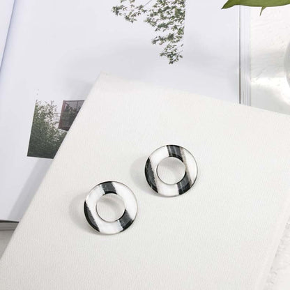 Acetate Acrylic Stud Earrings Women's Round Hollow Earrings-Jewearrings