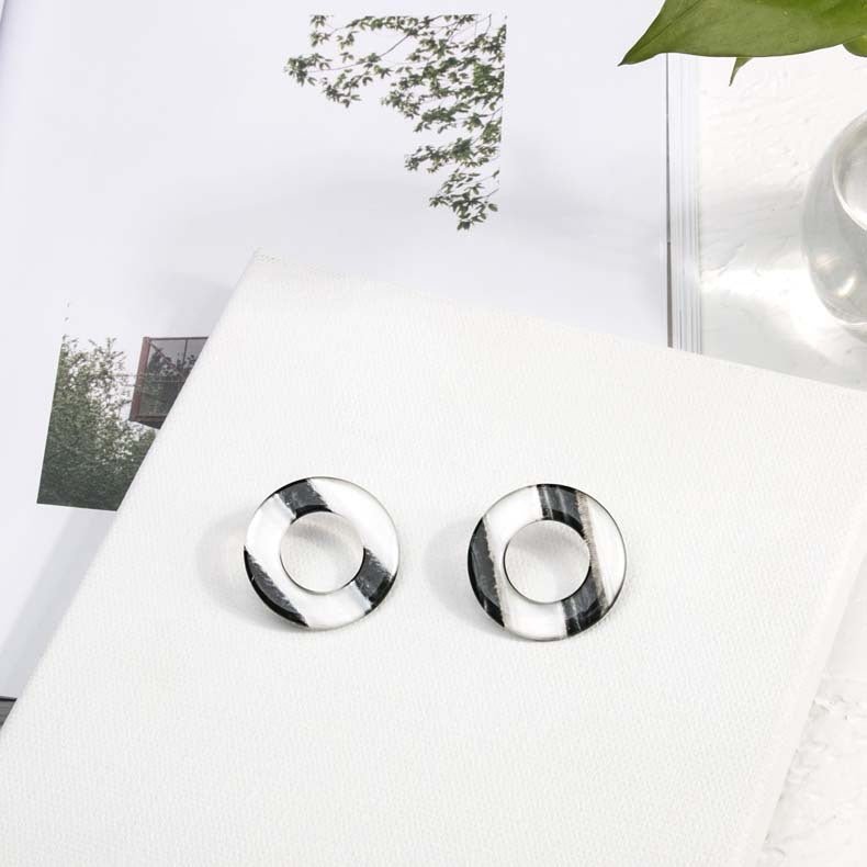 Acetate Acrylic Stud Earrings Women's Round Hollow Earrings-Jewearrings