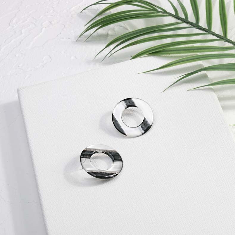 Acetate Acrylic Stud Earrings Women's Round Hollow Earrings-Jewearrings