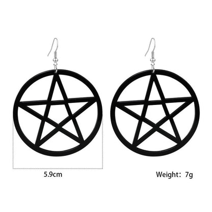 Acetate Black Five-pointed Star Acrylic Hollow Earrings-Jewearrings