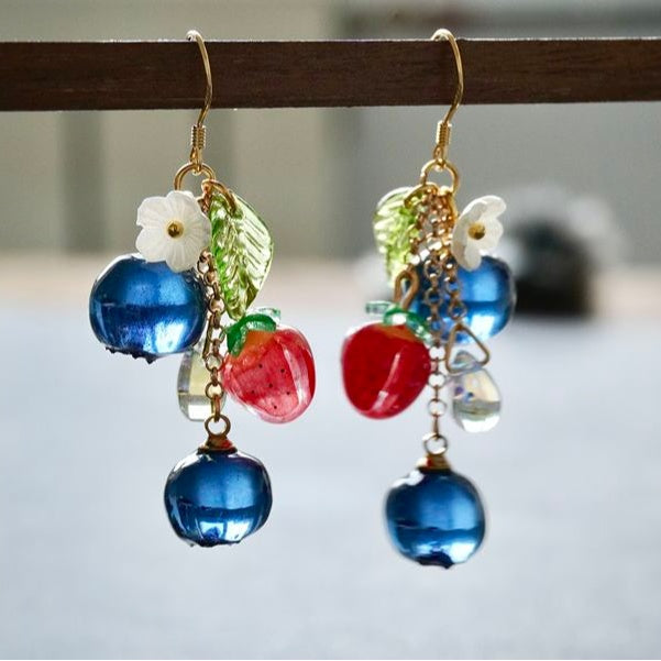 Handmade Fruit Blueberry 925 Silver Stud Earrings-Jewearrings