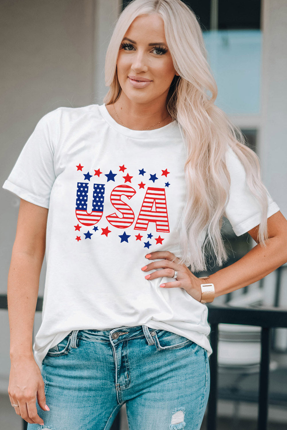 USA Star and Stripe Graphic Tee-Jewearrings