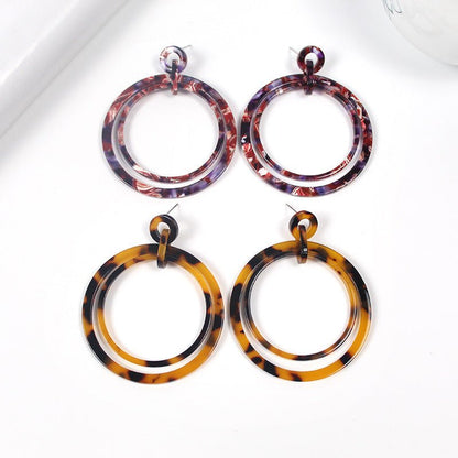 Acrylic Acetate Plate Round Earrings Ladies Simple Earrings-Jewearrings