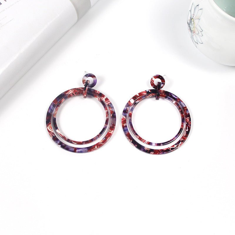 Acrylic Acetate Plate Round Earrings Ladies Simple Earrings-Jewearrings