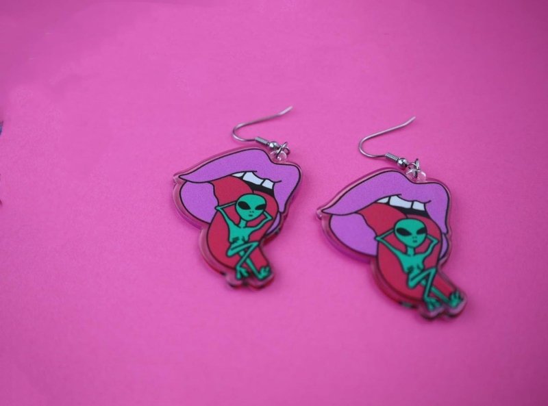 Acrylic Alien Earrings Spaceman Printed Earrings-Jewearrings