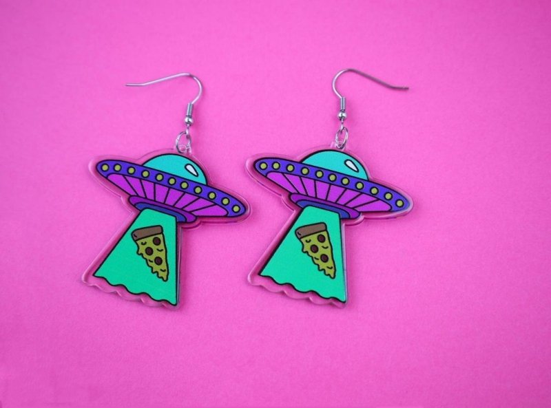 Acrylic Alien Earrings Spaceman Printed Earrings-Jewearrings