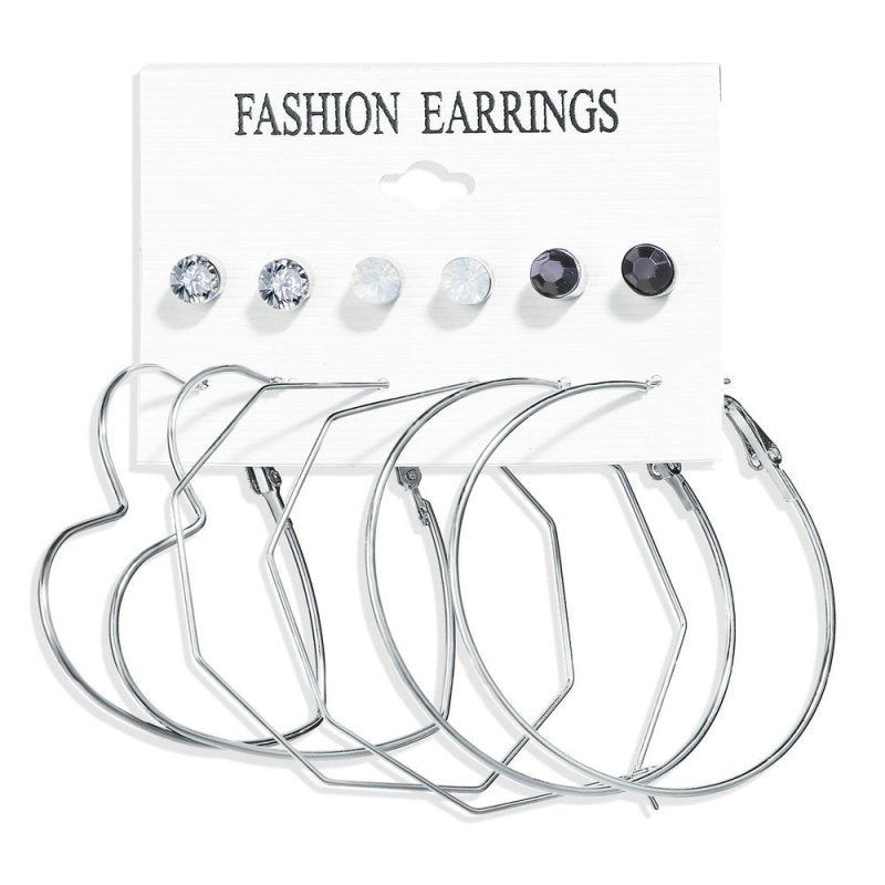 Acrylic Artificial Pearl Circle Tassel Earring Set 6 Pieces Cross Border Earrings-Jewearrings